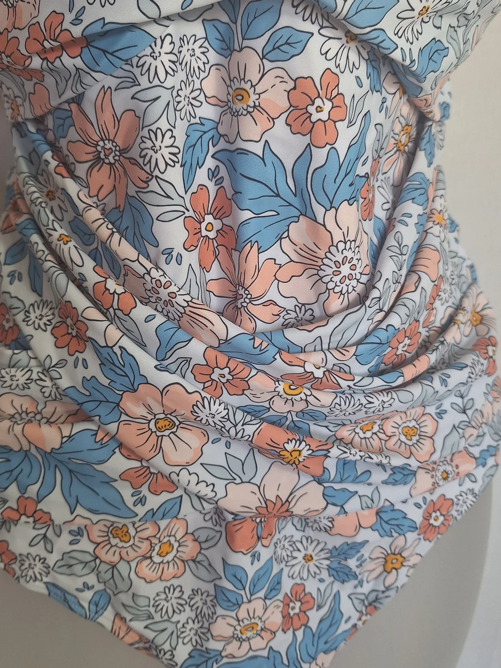 B2prity One Piece Swimsuit Flutter Sleeve Slimming Floral Medium Womens